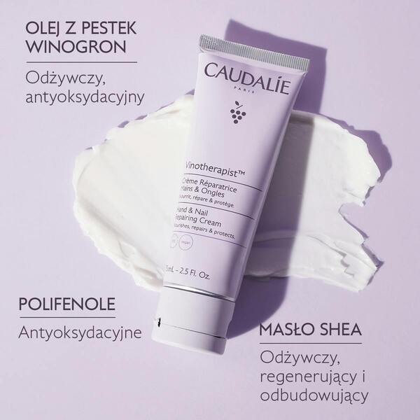 Caudalie Vinotherapist, regenerujący krem do rąk i paznokci, 75 ml