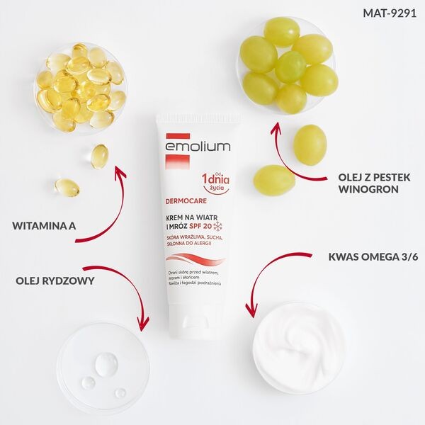Emolium Dermocare, krem na wiatr i mróz SPF 20, 75 ml
