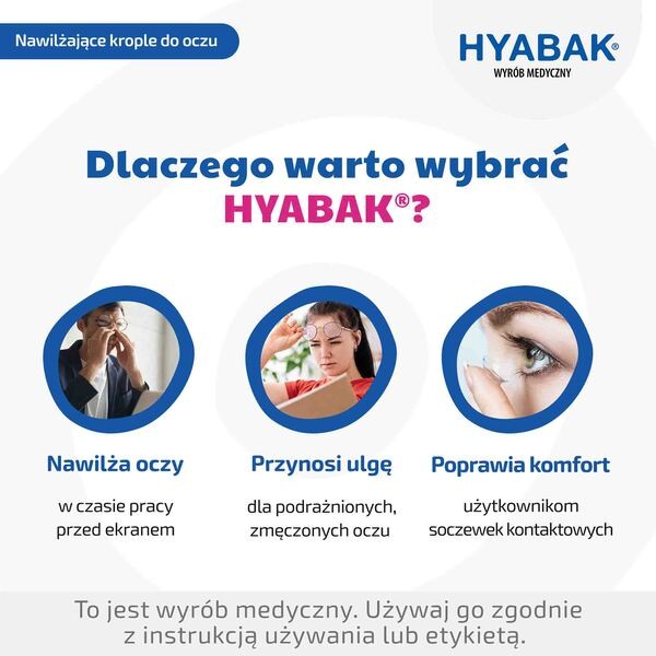 Hyabak 0,15%, krople do oczu i soczewek kontaktowych, nawilżające, 10 ml