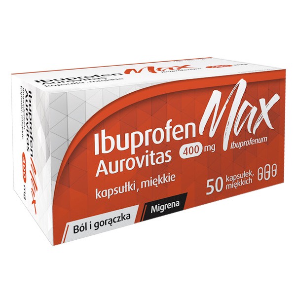 Ibuprofen MAX Aurovitas, 400 mg, kapsułki miękkie, 50 szt.