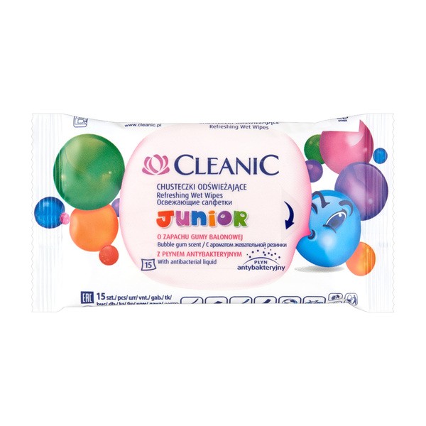 Cleanic Junior, chusteczki odświeżajace, 15 szt.