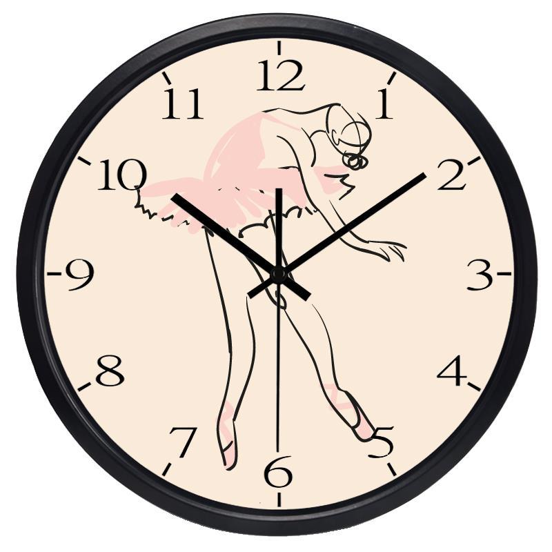 Populaire balletmeisjes wandklok van glas, decoratie voor danskamer, cijferklok