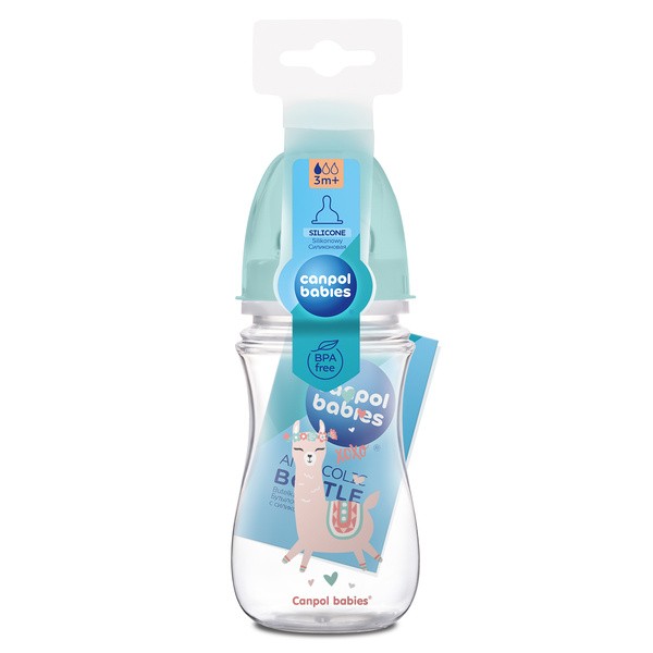 Canpol Easy Start Toys, butelka szerokootworowa, antykolkowa, zielona, 240 ml