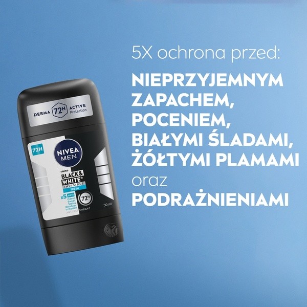 Nivea Men Black&White Fresh, antyperspirant w sztyfcie, 50 ml