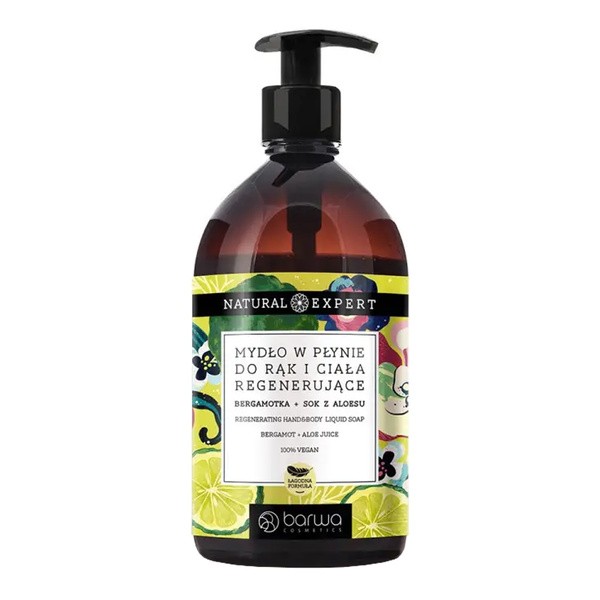 Barwa Natural Expert, mydło w płynie do rąk i ciała, bergamotka+aloes, 500 ml