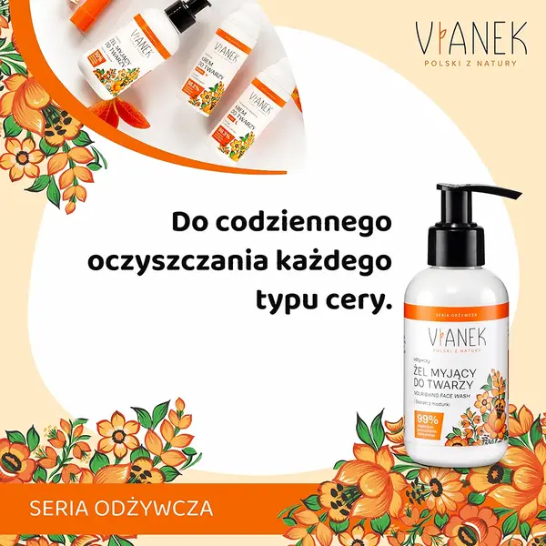 Vianek, odżywczy żel myjący do twarzy, 150 ml