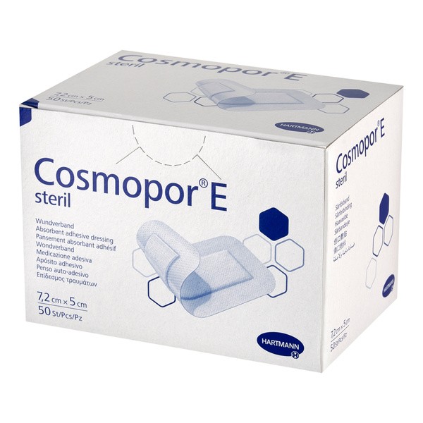 Cosmopor E, plastry opatrunkowe jałowe, 7,2 x 5 cm, 50 szt.