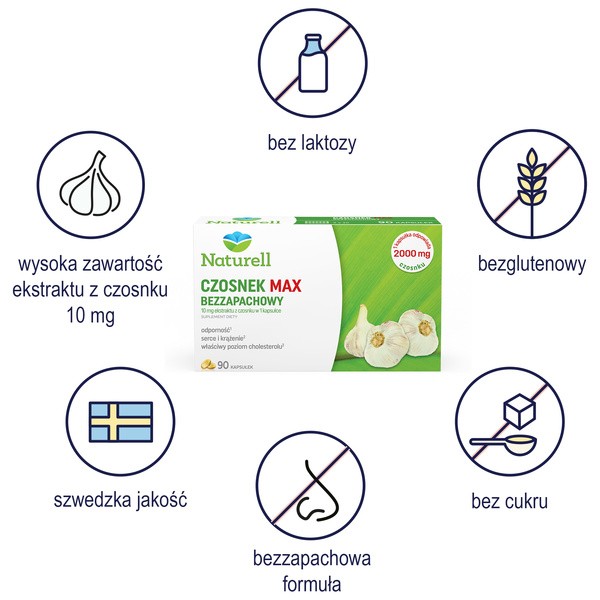 Naturell Czosnek Max Bezzapachowy, kapsułki, 90 szt.