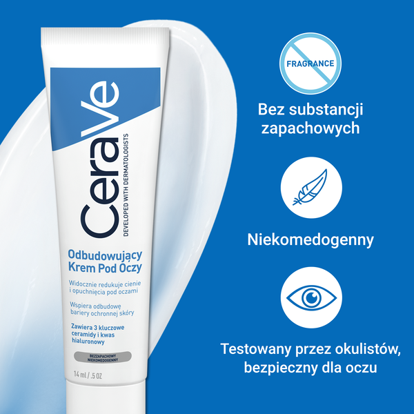 CeraVe, odbudowujący krem pod oczy dla skóry normalnej i suchej, 14 ml