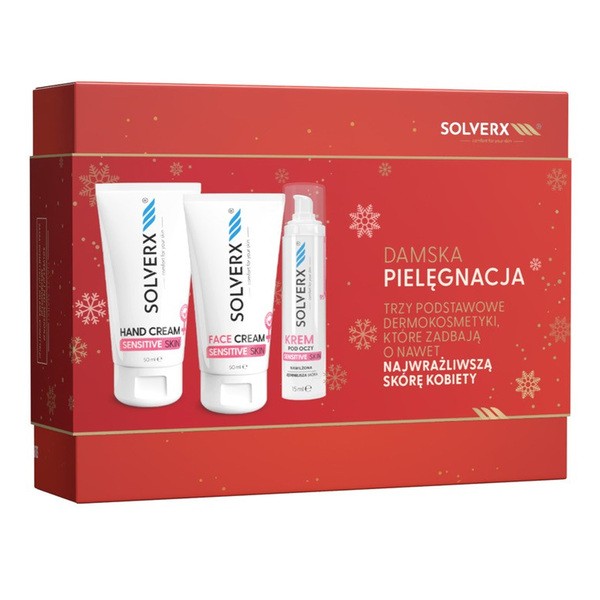 Zestaw Solverx Sensitive Skin Damska Pielęgnacja, krem do twarzy, 50 ml + krem pod oczy, 15 ml + krem do rąk, 50 ml
