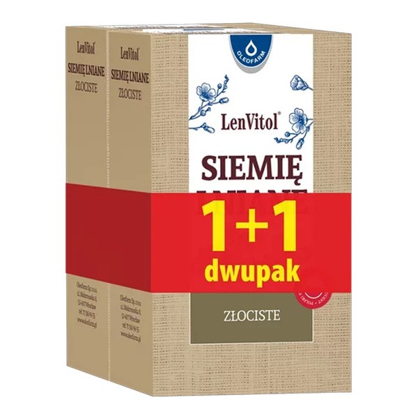 Oleofarm, LenVitol, siemię lniane, złociste, 2 x 250 g
