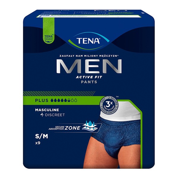 TENA Men Pants Plus OTC Edition, majtki chłonne, rozmiar M, 9 szt.
