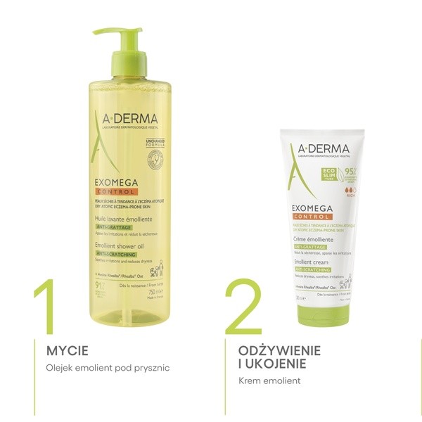 Aderma Exomega Control, olejek emolient pod prysznic, 750 ml