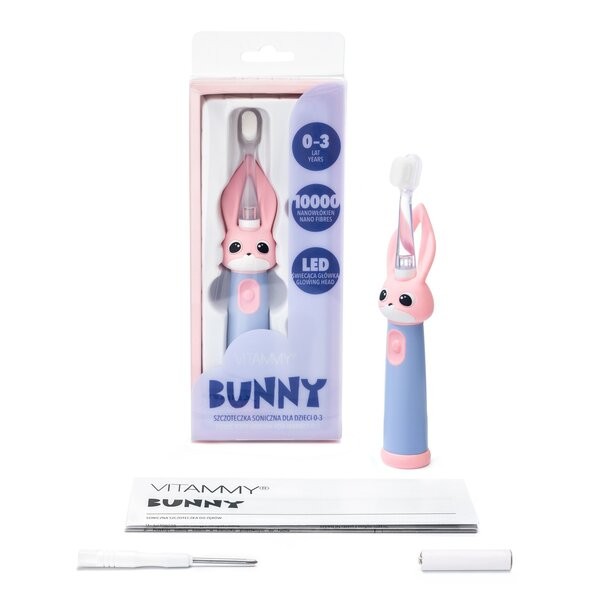 Vitammy Bunny, szczoteczka soniczna do zębów dla dzieci 0 - 3 lat, pink/róźowa, 1 szt.