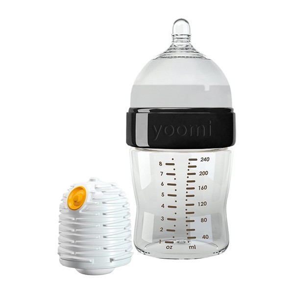 Yoomi, zestaw Black, butelka 240 ml + podgrzewacz, 1 szt.