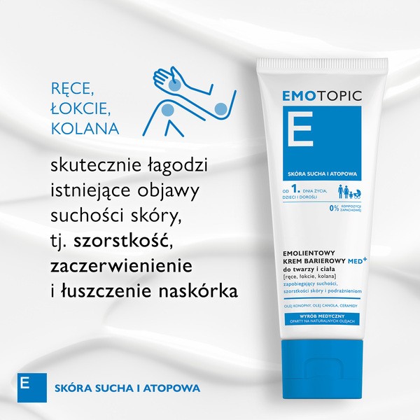 Emotopic Med+, emolientowy krem barierowy do twarzy i ciała, do codziennego stosowania, 75 ml