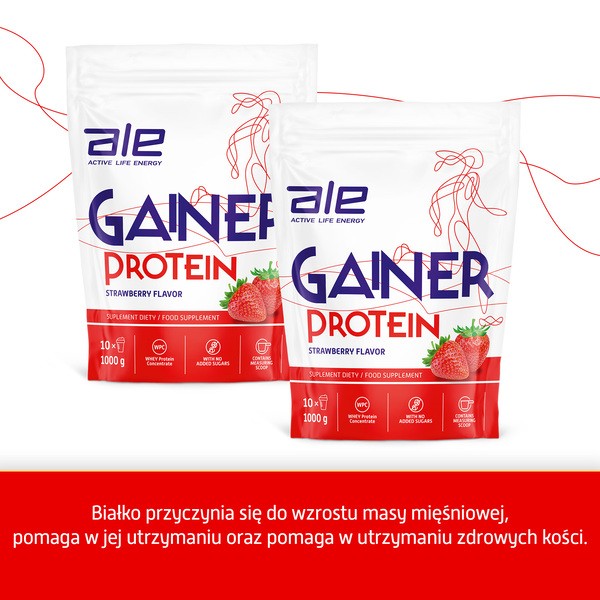 ALE Gainer Protein Strawberry Flavor, proszek, 1000 g