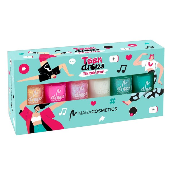 Maga Cosmetics, Teen Drops Tik Tok Star V.02, zestaw lakierów do paznokci, 6 x 6 ml