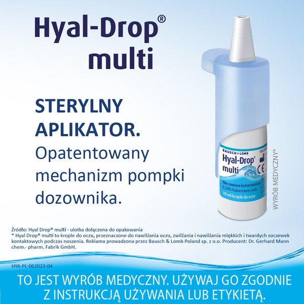 Hyal-Drop Multi, krople do oczu i soczewek, nawilżające, 10 ml