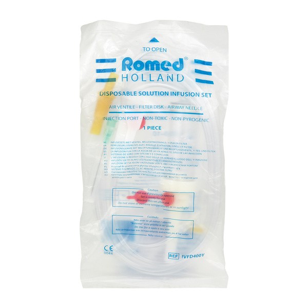 Przyrząd do przetaczania płynów infuzyjnych z igłą, 1 szt. (Romed)