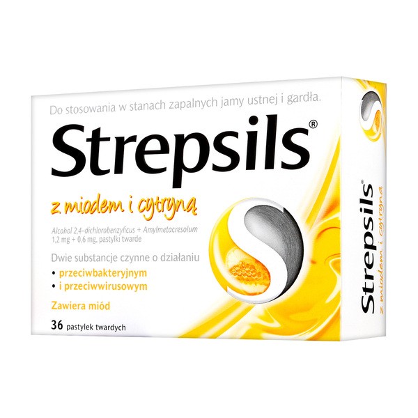 Strepsils z miodem i cytryną, pastylki twarde, 36 szt.