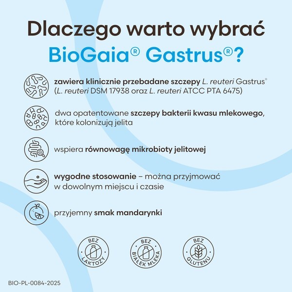 BioGaia Gastrus, tabletki do żucia o smaku mandarynkowym, 30 szt.