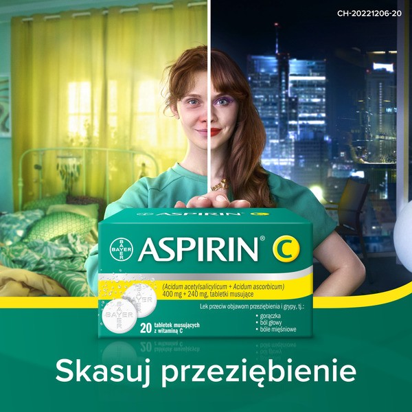 Aspirin C, 400 mg + 240 mg, tabletki musujące, 10 szt.