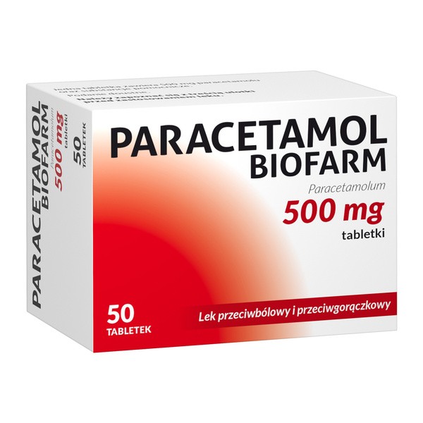 Paracetamol Biofarm, 500 mg, tabletki, 50 szt.