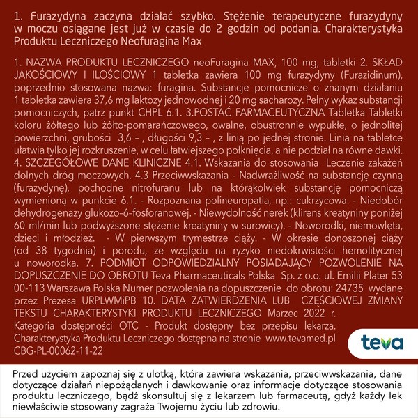 NeoFuragina Max, 100 mg, tabletki, 25 szt.