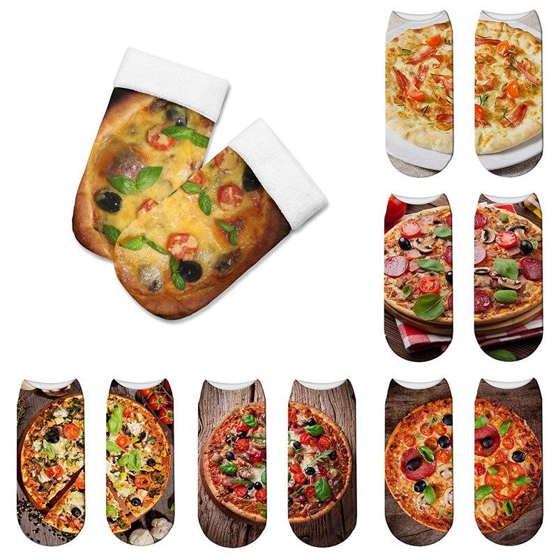 Modne damskie unisexowe nowe skarpetki do malowania męskie 3D pizza nadrukowany wzór skarpetki harajuku zabawne jedzenie bawełniane i skarpetki do kostek dla kobiet