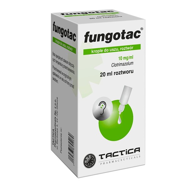Fungotac, 10 mg/ml, krople do uszu, 20 ml