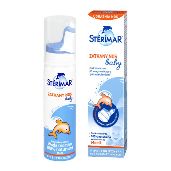 Sterimar Zatkany Nos Baby, hipertoniczny spray do nosa dla niemowląt, 50 ml