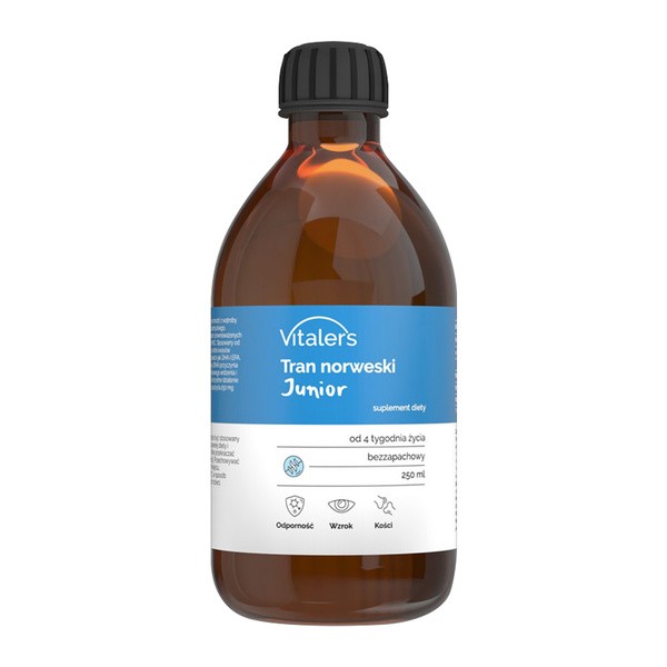Vitalers Tran norweski dla dzieci bezzapachowy, płyn, 250 ml
