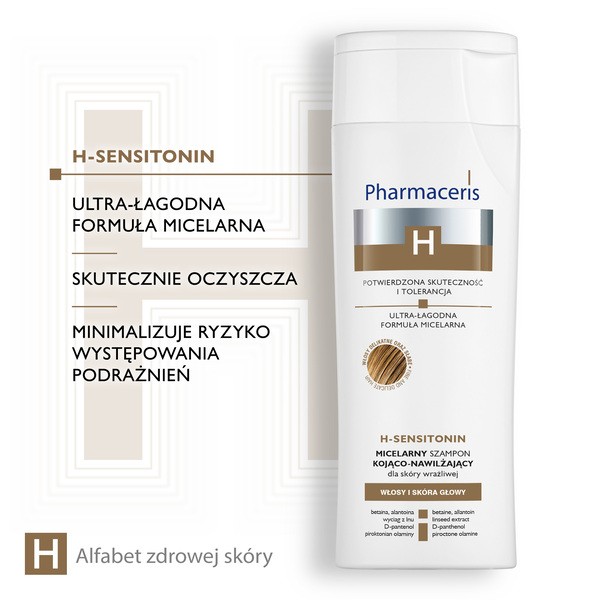 Pharmaceris H Sensitonin, micelarny szampon kojąco-nawilżający do skóry wrażliwej, 250 ml