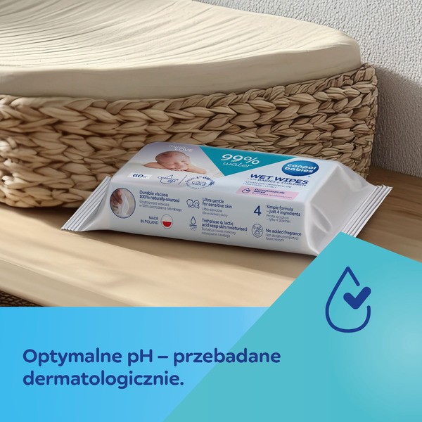 Canpol Babies, chusteczki nawilżane dla niemowląt i dzieci, 99% wody, 60 szt.