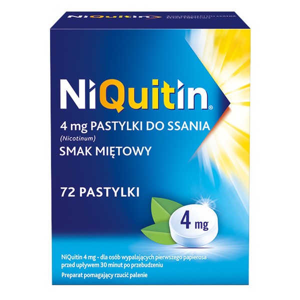 Niquitin, 4 mg, pastylki do ssania, smak miętowy, 72 szt.