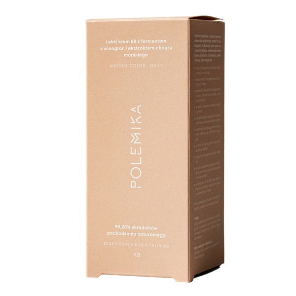 Polemika Matcha Care Color Daily, lekki rewitalizujący krem BB z fermentem z winogron i ekstraktem z kopru morskiego, 1.0, 30 ml