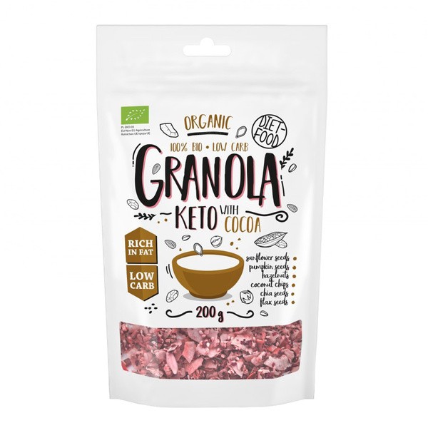 Diet-Food, Bio Granola Keto, Kakao, 200 g