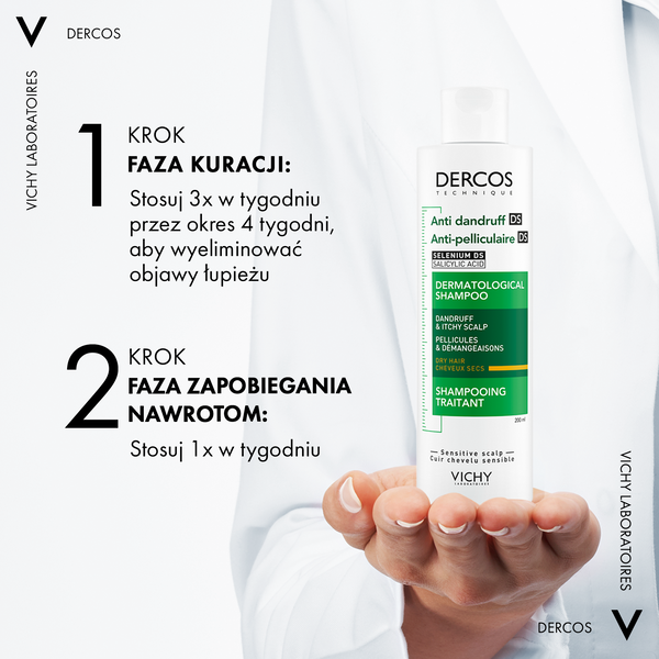 Vichy Dercos DS, szampon przeciwłupieżowy, włosy suche, 200 ml
