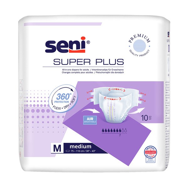 Seni Super Plus, pieluchomajtki dla dorosłych, rozmiar M, 10 szt.
