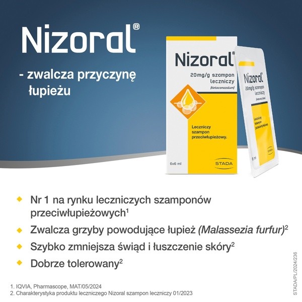 Nizoral, 20 mg/g, szampon leczniczy, saszetki, 6 ml, 6 szt.