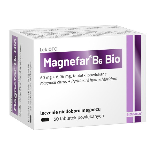 Magnefar B6 Bio, tabletki powlekane, 60 szt.
