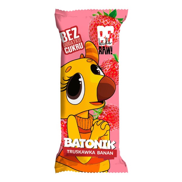BeRaw! Kids, truskawka & banan, baton owocowy, 25 g