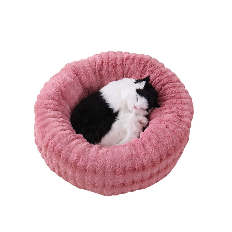 Cat Litter Bed Winter Warm Pet Sleeping Bed House Short Plush Round Bed For Puppy Small And Medium Dogs