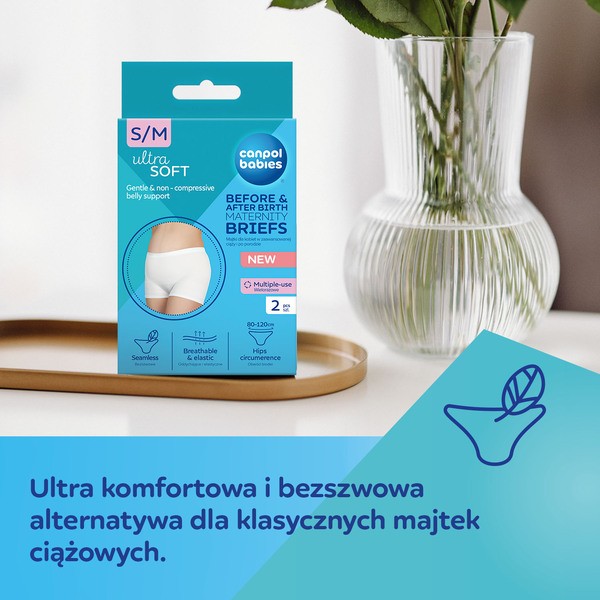 Canpol Babies, majtki dla kobiet w zaawansowanej ciąży i po porodzie, rozmiar L/XL, kolor biały, 2 szt.