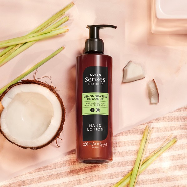 Avon Senses Essence, lotion do rąk, Trawa Cytrynowa i Kokos, 250 ml