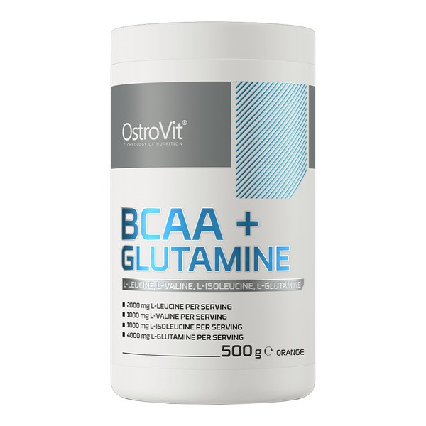 OstroVit BCAA + GLUTAMINE, proszek, smak pomarańczowy, 500 g