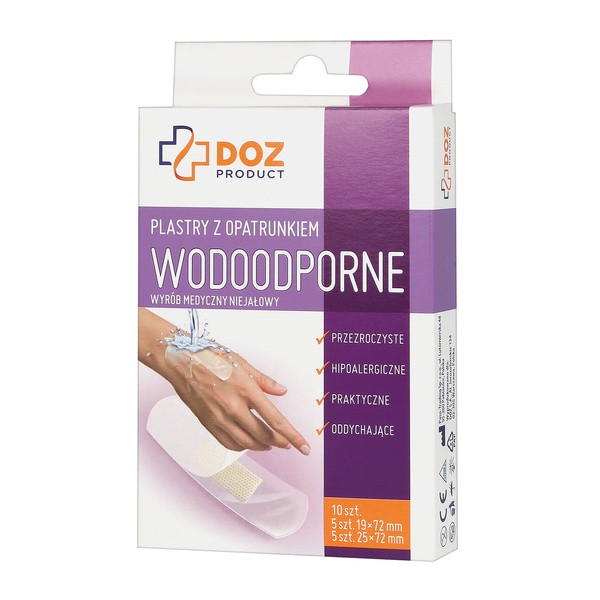 DOZ PRODUCT Plastry z opatrunkiem, wodoodporne, 10 szt.