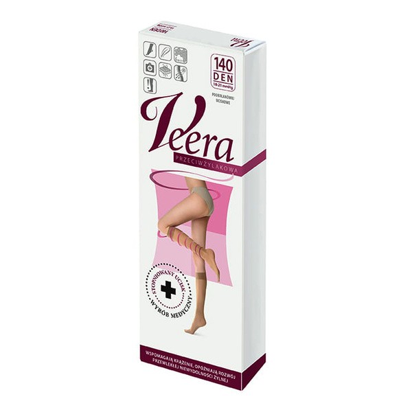 Veera, podkolanówki przeciwżylakowe, 140 DEN, czarne, rozmiar 1/2, 1 klasa ucisku, 1 para