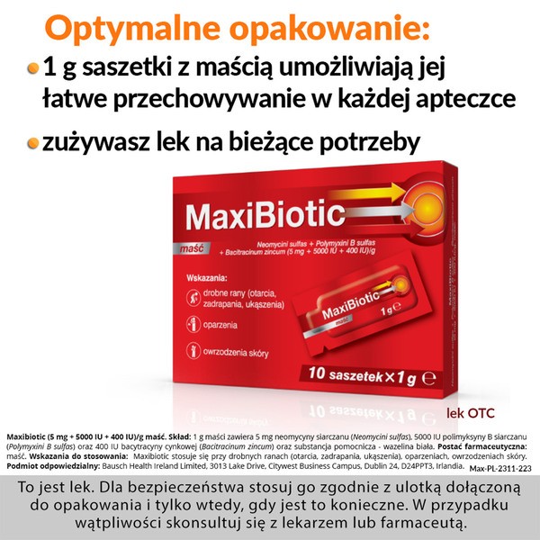 Maxibiotic, maść, 1 g, 10 saszetek